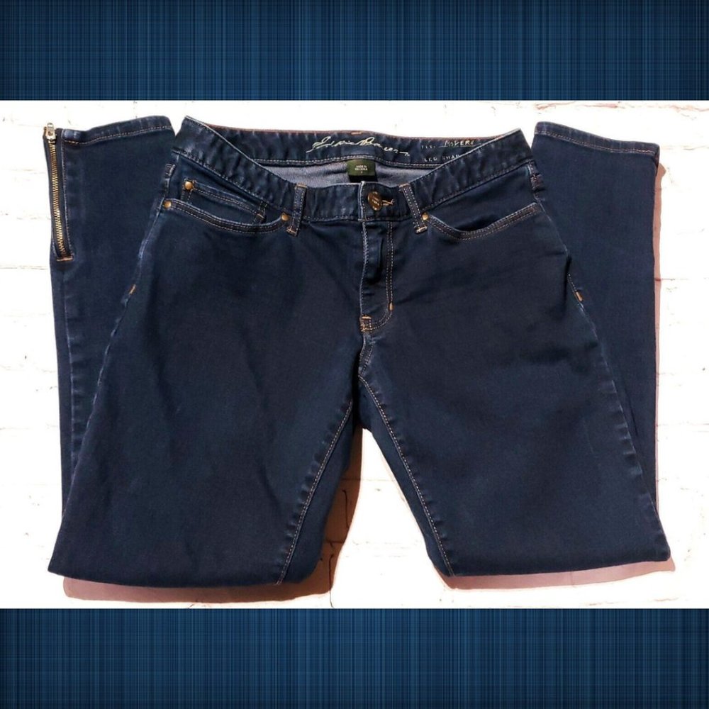 Eddie Bauer Womens Jeans Size 2 Modern Slim Crop Zip Calf 5-Pocket Dark Wash